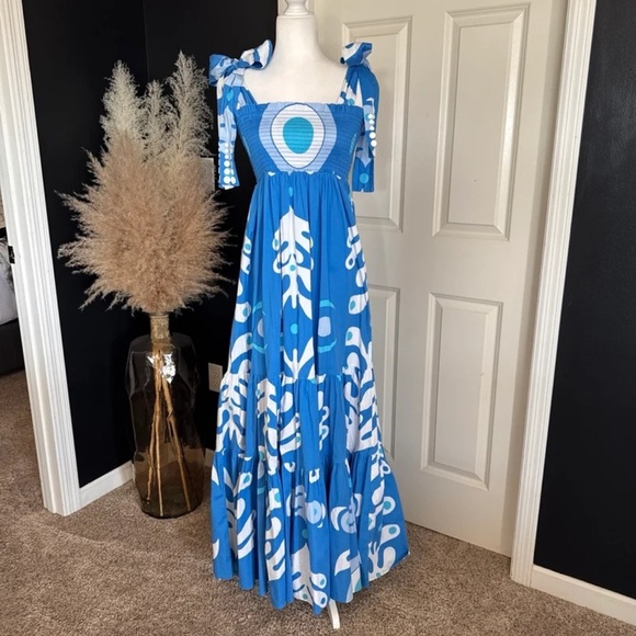 Sheridan French Kelly Maxi Dress in Blue Ink Dot 
size Small - Picture 2 of 12